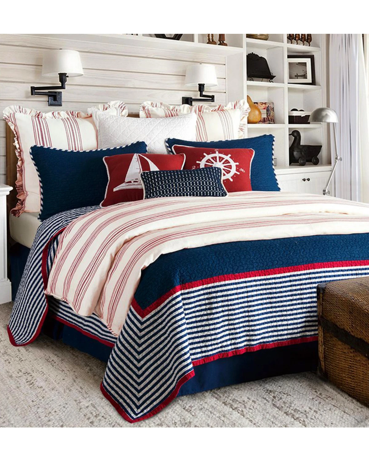 HiEnd Accents Navy Liberty 3-Piece Quilt Set - King 3 HiEnd Accents Navy Liberty 3-Piece Quilt Set - King