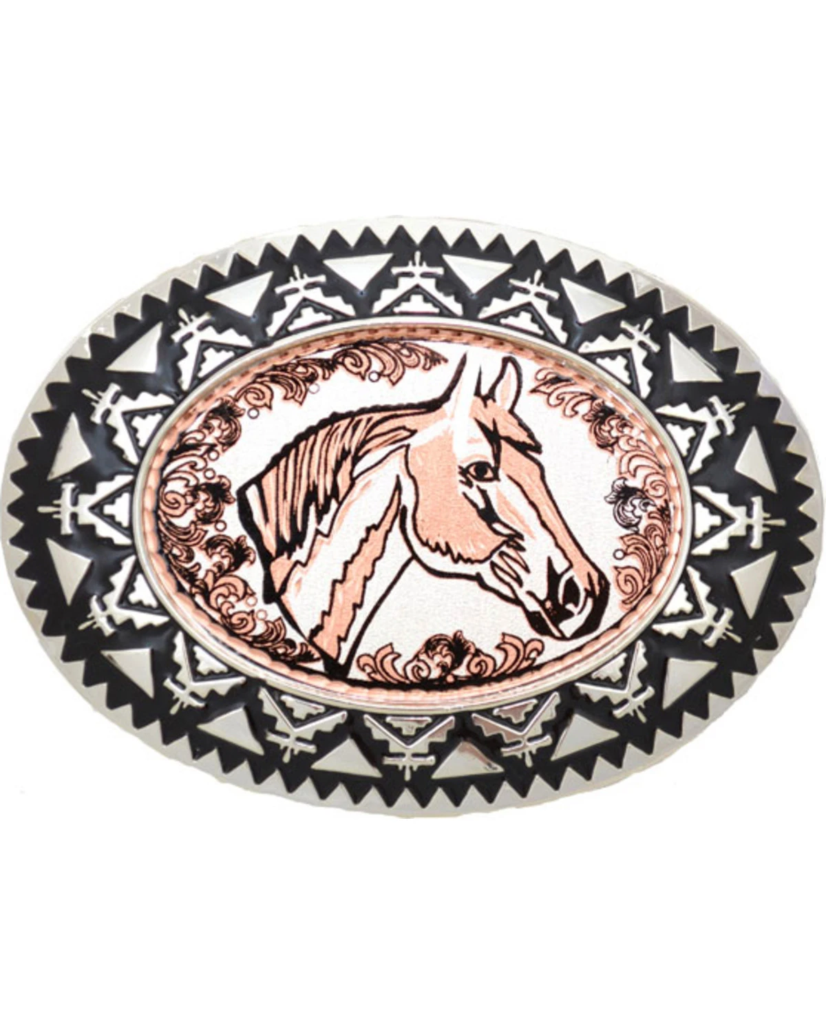 Western Express Men's Copper Horsehead With Filigree Belt Buckle 3 Western Express Men's Copper Horsehead With Filigree Belt Buckle