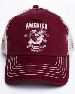 Cody James Men's Burgundy America Free Patch Mesh Ball Cap -Ariat Shop 2000296730 640 P4