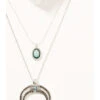 Prime Time Jewelry Women's Silver Crescent Horn & Turquoise Pendant Layered Necklace Set -Ariat Shop 2000334007 040 P1