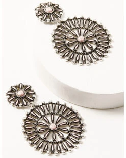 Prime Time Jewelry Women's Concho Silver & Pink Chandelier Earrings -Ariat Shop 2000334022 040 P2