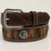 M & F Western Men's Brown Cross & Calf Hair Leather Belt -Ariat Shop 2000338169 200 P1