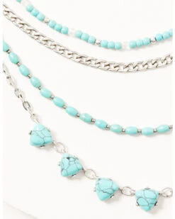 Prime Time Jewelry Women's Turquoise & Silver Layered Necklace Set -Ariat Shop 2000338301 040 P2