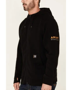 Ariat Men's Black Rebar Thermic Insulated Zip-Front Hooded Work Jacket -Ariat Shop 2000341828 001 P3