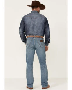 Wrangler Retro Premium Men's Eagleton Light Wash Stretch Slim Bootcut Jeans -Ariat Shop 2000342288 400 P3