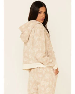 Idyllwind Women's Tan Floral Print Sherpa Zip-Front Hooded Jacket -Ariat Shop 2000342543 280 P4