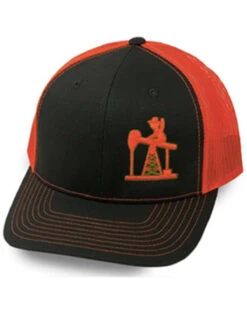 Oil Field Hats Men's Charcoal & Orange Bean Stitch Fade Trucker Cap