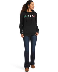 Ariat Women's Black R.E.A.L Mexico Embroidered Logo Pullover Hoodie - Plus -Ariat Shop 2000347975 001 P4