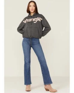 Wrangler Women's Charcoal Rose Logo Cropped Hoodie -Ariat Shop 2000358082 022 P4
