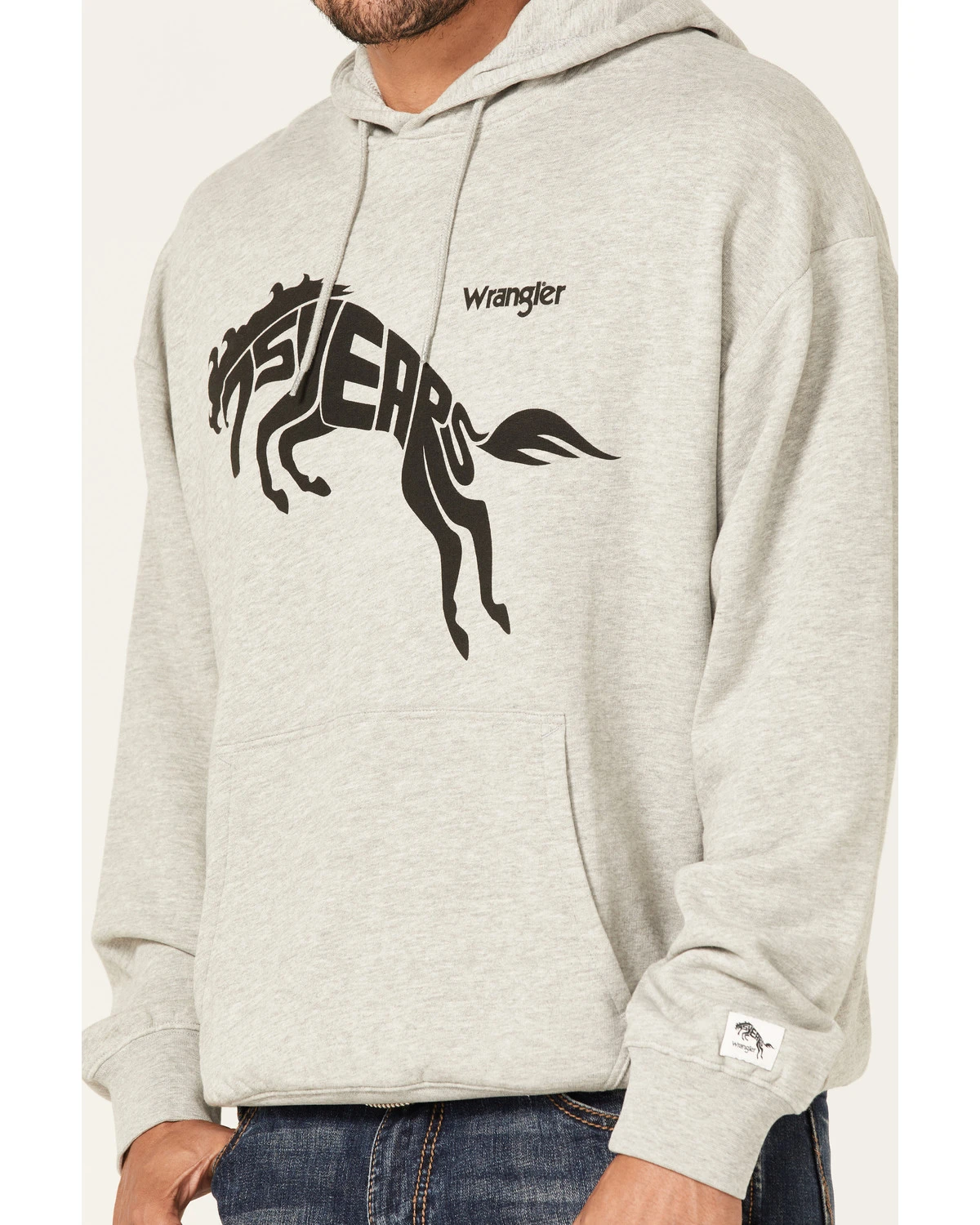 Wrangler Men's 75 Years Heather Gray Horse Graphic Hooded Sweatshirt 5 Wrangler Men's 75 Years Heather Gray Horse Graphic Hooded Sweatshirt - Image 3