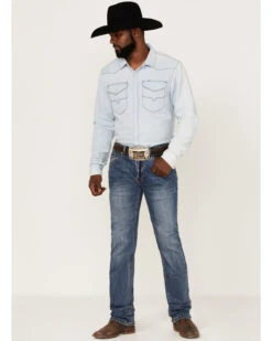 Rock & Roll Denim Men's Hooey Revolver Medium Wash Reflex Stretch Slim Straight Jeans -Ariat Shop 2000367639 203 P3