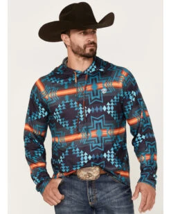 Rock & Roll Denim Men's Southwestern Stripe Print Hooded Sweatshirt