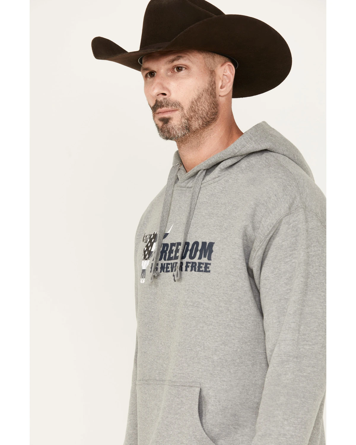 Cowboy Hardware Men's Freedom Is Never Free Graphic Hooded Sweatshirt 4 Cowboy Hardware Men's Freedom Is Never Free Graphic Hooded Sweatshirt - Image 2