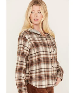 Cleo + Wolf Women's Tau Plaid Print Hooded Flannel Long Sleeve Shirt 7 Cleo + Wolf Women's Tau Plaid Print Hooded Flannel Long Sleeve Shirt -Ariat Shop 2000382956 251 P2
