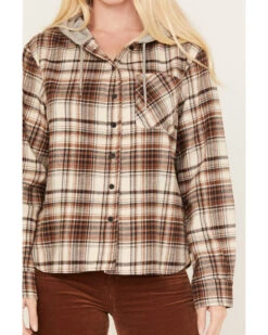 Cleo + Wolf Women's Tau Plaid Print Hooded Flannel Long Sleeve Shirt 8 Cleo + Wolf Women's Tau Plaid Print Hooded Flannel Long Sleeve Shirt -Ariat Shop 2000382956 251 P3