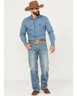 Rock & Roll Denim Men's Double Barrel Light Vintage Wash Relaxed Straight Stretch Jeans 8 Rock & Roll Denim Men's Double Barrel Light Vintage Wash Relaxed Straight Stretch Jeans -Ariat Shop 2000387623 412 P3