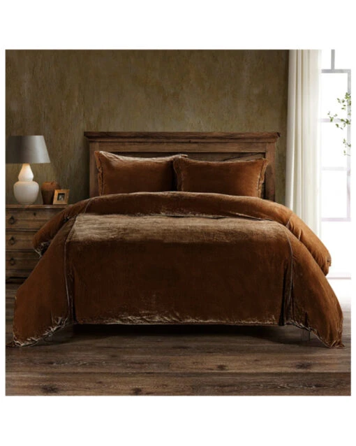 HiEnd Accents Copper Stella Faux Silk & Velvet Super Queen 3-Piece Duvet Cover Set -Ariat Shop 2000388473 219 P1