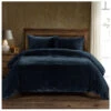 HiEnd Accents Midnight Blue Stella Faux Silk & Velvet Super Queen 3-Piece Duvet Cover Set -Ariat Shop 2000388476 400 P1