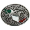 M & F Western Silver Mexican Flag Inspired Oval Horse Rider Belt Buckle -Ariat Shop 2000390336 040 P1