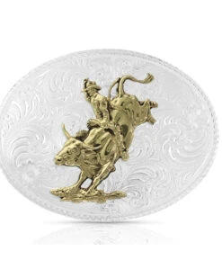 Montana Silversmiths American Beauty Filigree Bull Rider Belt Buckle